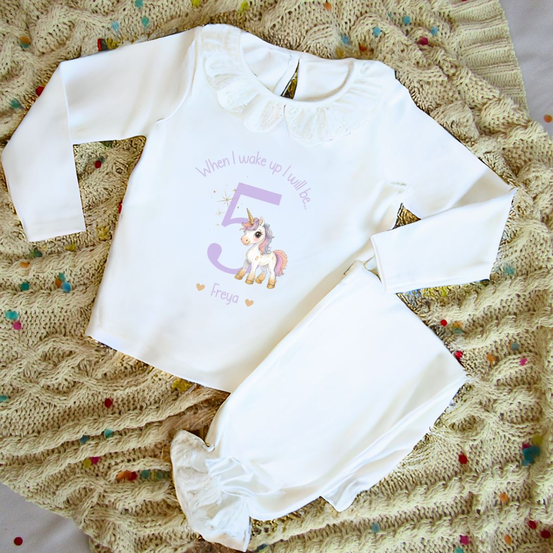 Frilly Personalised Birthday Pyjamas - Unicorn Design