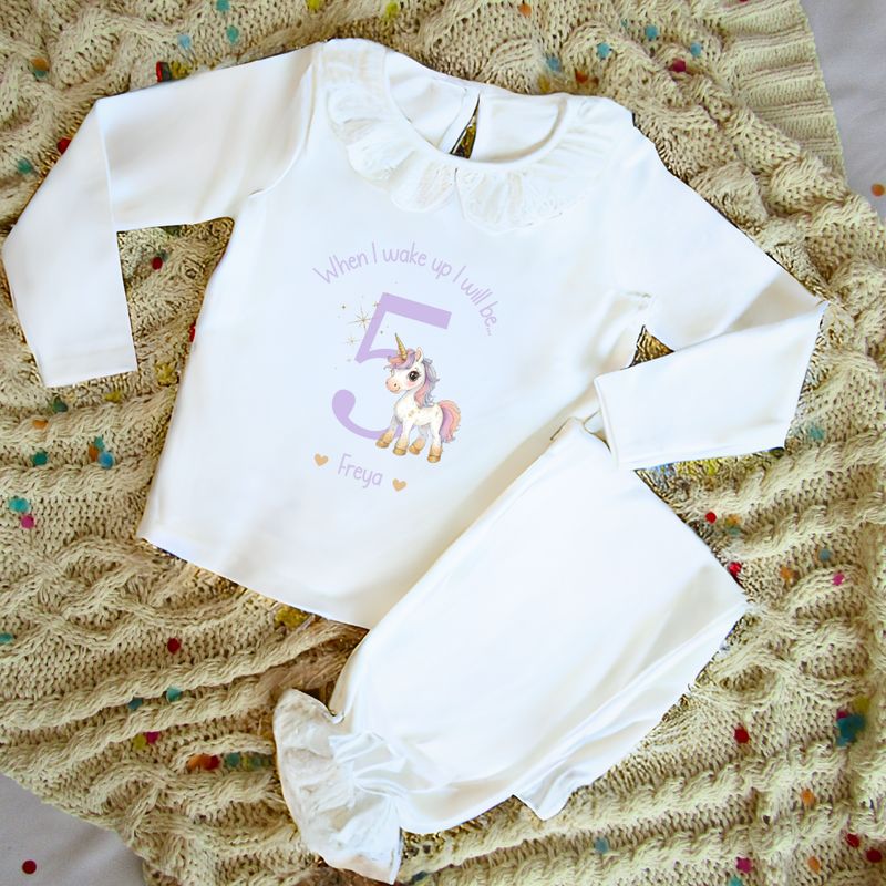 Frilly Personalised Birthday Pyjamas - Unicorn Design