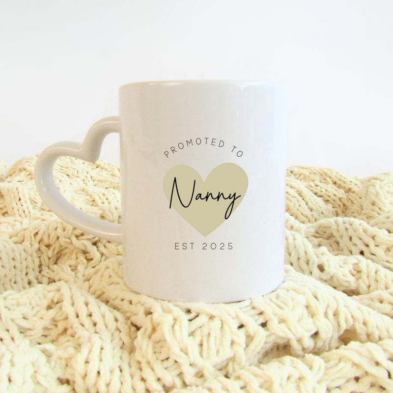 Promoted to Nanny Mug - Beige Heart