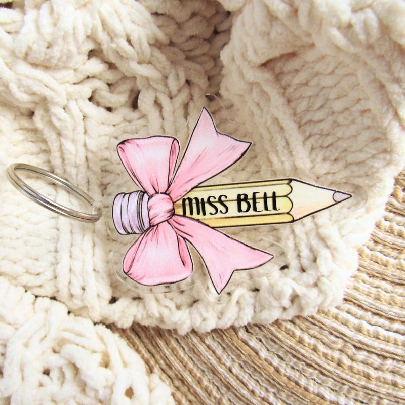Pink Bow Keyring