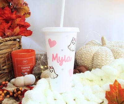 Personalised Cold Cup Large - Pink Ghost