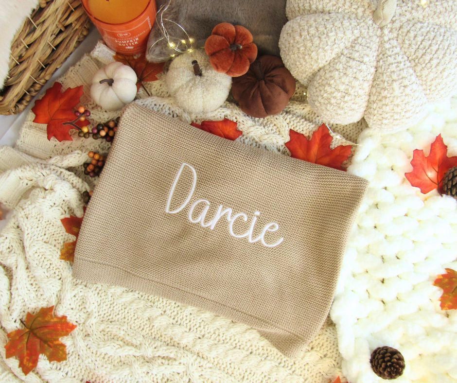 Personalised Embroidered Knitted Blanket