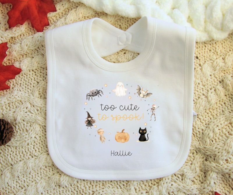Personalised Bib - 'Too Cute to Spook'