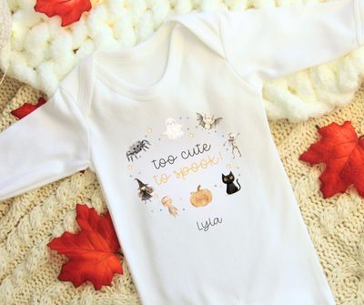 Personalised Sleepsuit - "Too Cute to Spook"