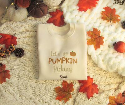 Personalised "Let's Go Pumpkin Picking" Jumper - Scroll Font