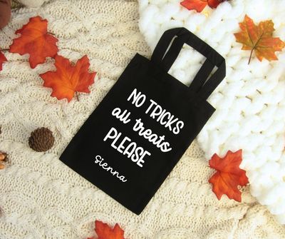 Trick or Treat Bag - No Tricks All Treats  Scroll Font Trick or Treat Bag - No Tricks All Treats  Scroll Font