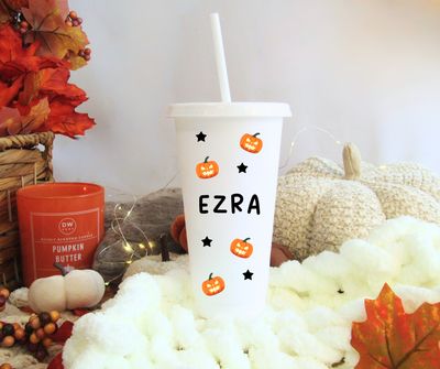 Personalised Cold Cup Large - Pumpkin Personalised Cold Cup Large - Pumpkin