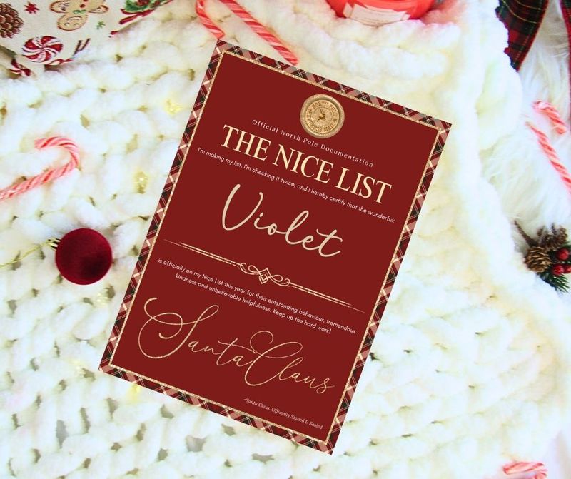 Nice List Certificate Traditional Tartan