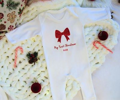 Baby Sleepsuit - Glitter Bow Design