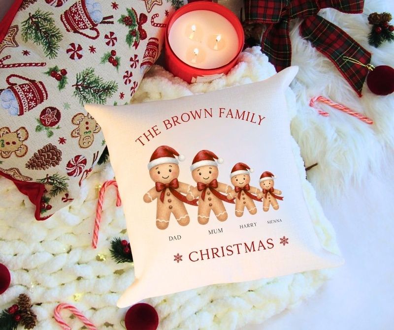 Personalised Cushion - Gingerbread Family Design
