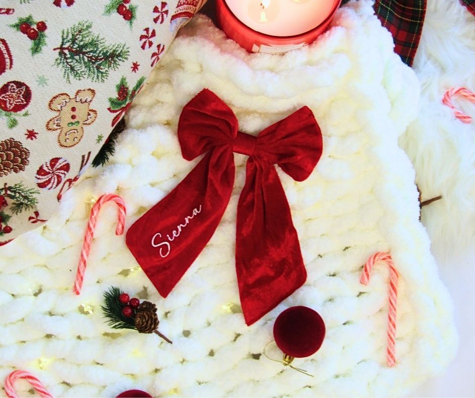 Hair Bow - Large Red Velvet