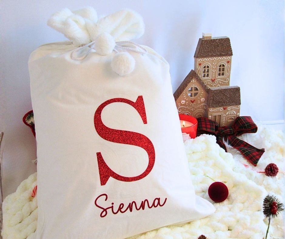 Personalised White Initial Christmas Gift Sack