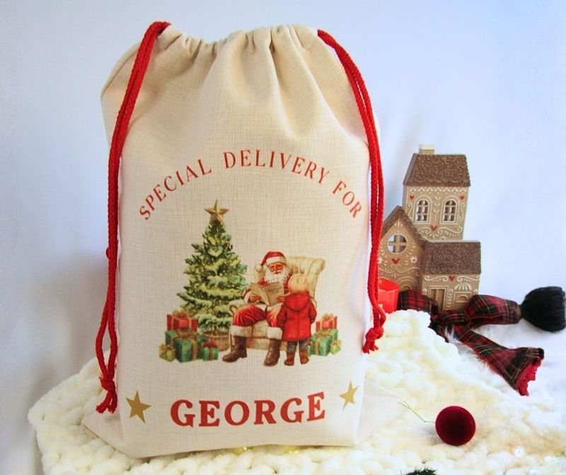 Personalised Christmas Boy Design Gift Sack