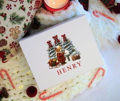 Personalised Bear Christmas Tree Design Gift Box Personalised Bear Christmas Tree Design Gift Box