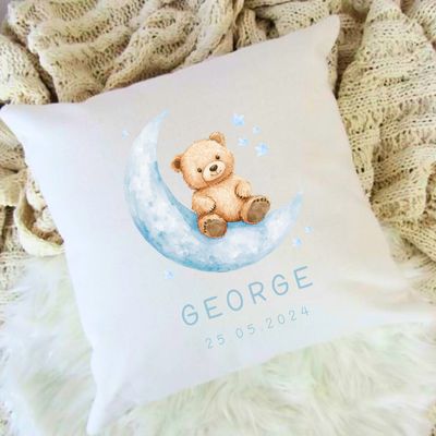 Personalised Pillow - Blue Bear