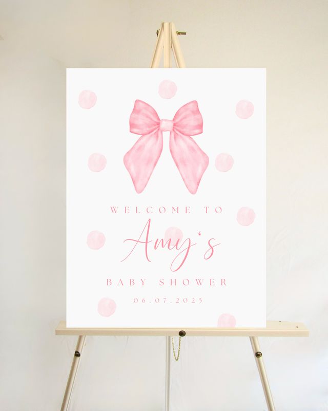 Baby Shower Welcome Board - Pink Bow Theme