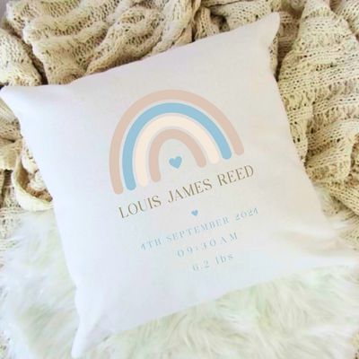 Personalised Pillow - Blue Rainbow Theme