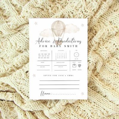 Baby Shower Games Pack - Hot Air Balloon Theme