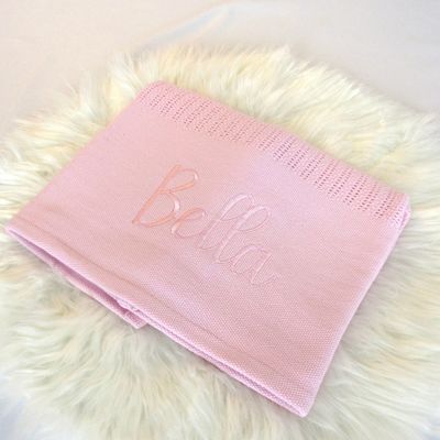 Personalised Embroidered Cellular Blanket - Pink