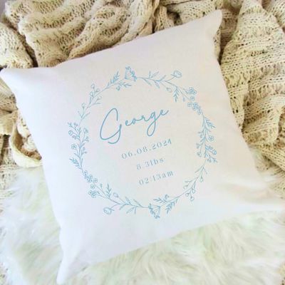 Personalised Pillow - Blue Floral Theme