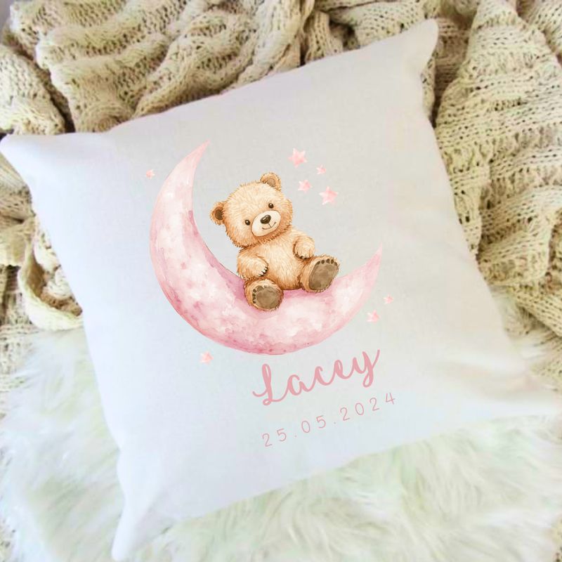 Personalised Pillow - Pink Bear