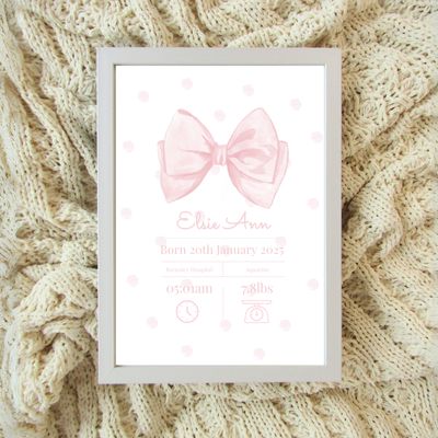 Birth Frame - Pink Bow
