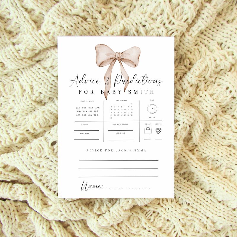 Baby Shower Games Pack - Beige Bow Theme