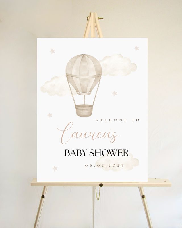 Baby Shower Welcome Board - Hot Air Balloon Theme