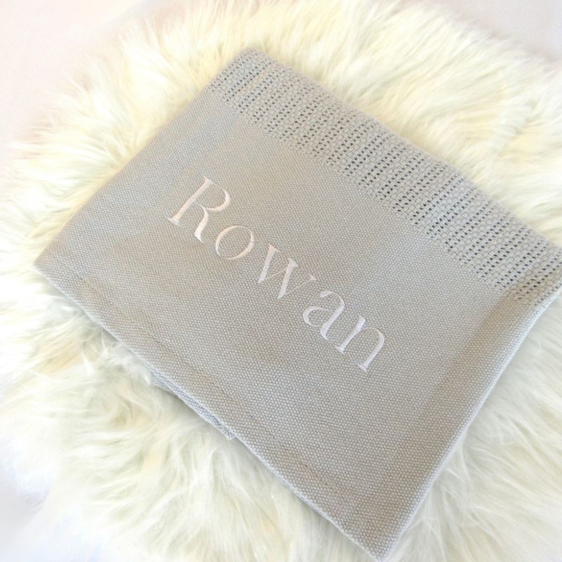 Personalised Embroidered Cellular Blanket - Grey