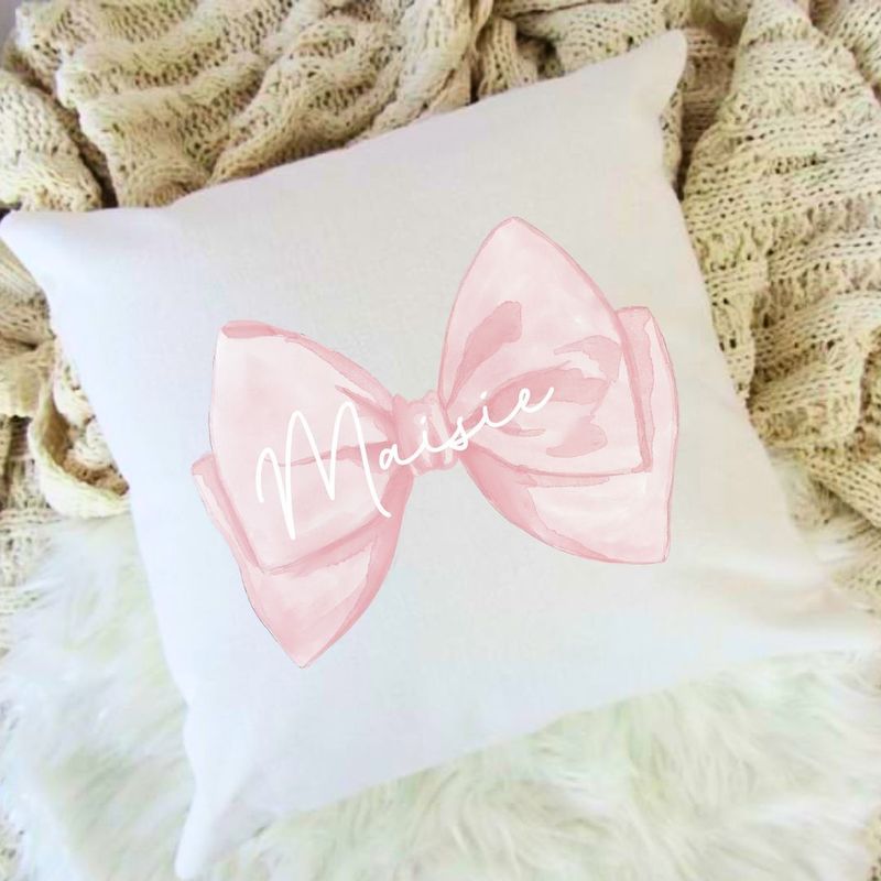 Personalised Pillow - Pink Bow Theme