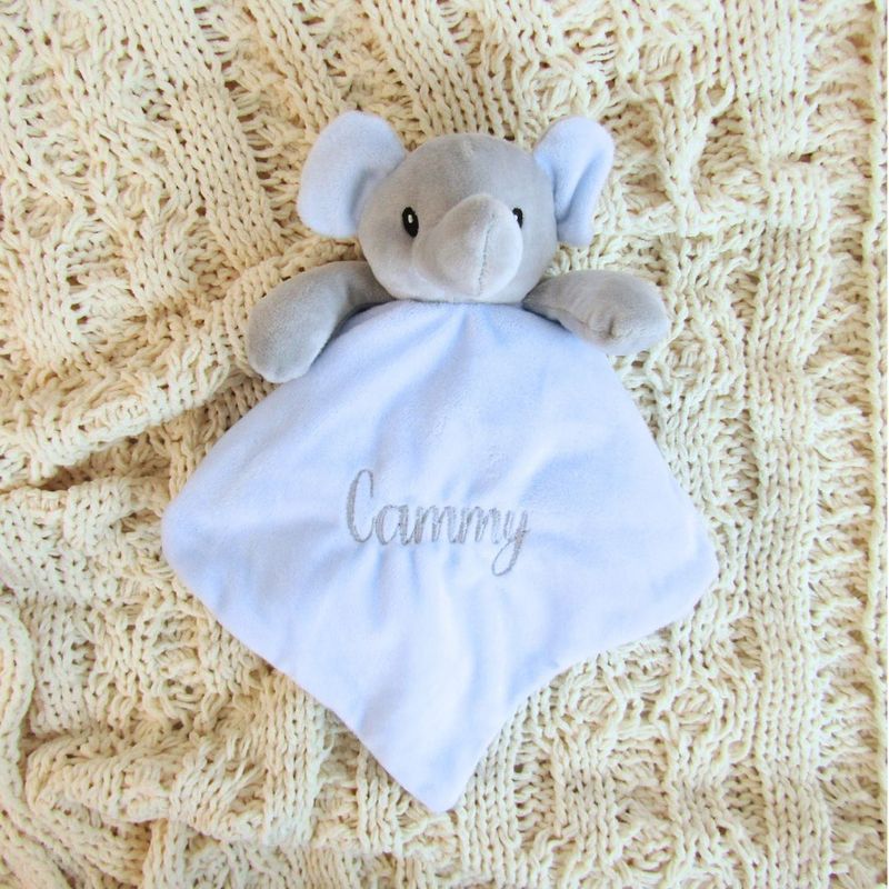 Elephant Comforter - Blue Embroidered