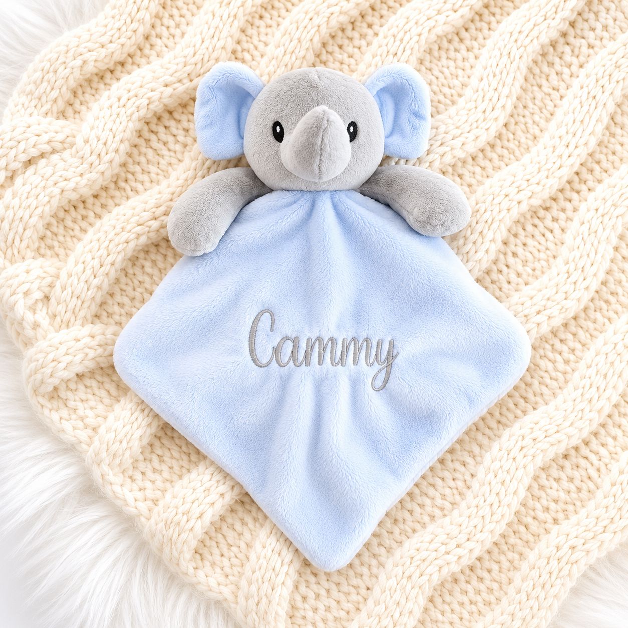 Elephant Comforter - Blue Embroidered Elephant Comforter - Blue Embroidered