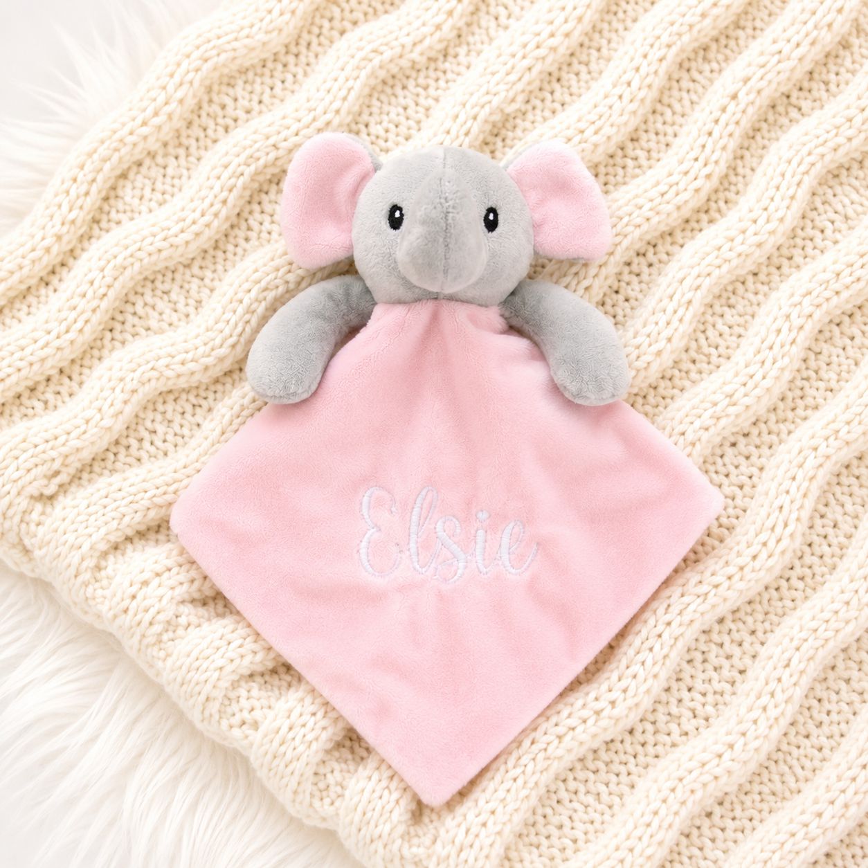 Elephant Comforter - Pink Embroidered Elephant Comforter - Pink Embroidered