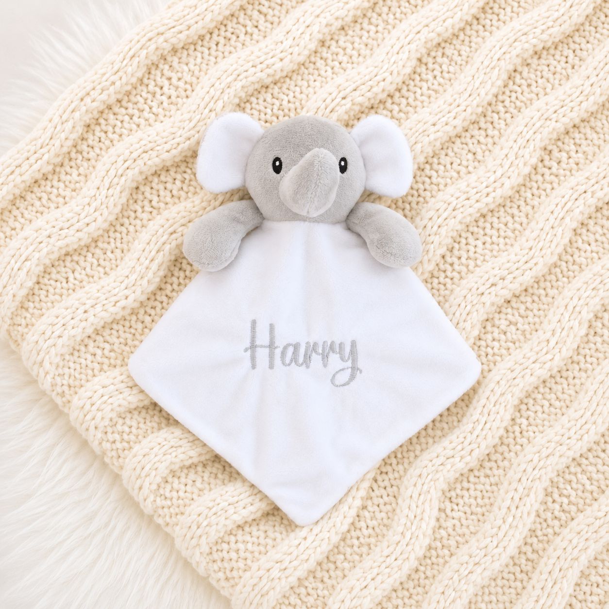 Elephant Comforter - White Embroidered Elephant Comforter - White Embroidered