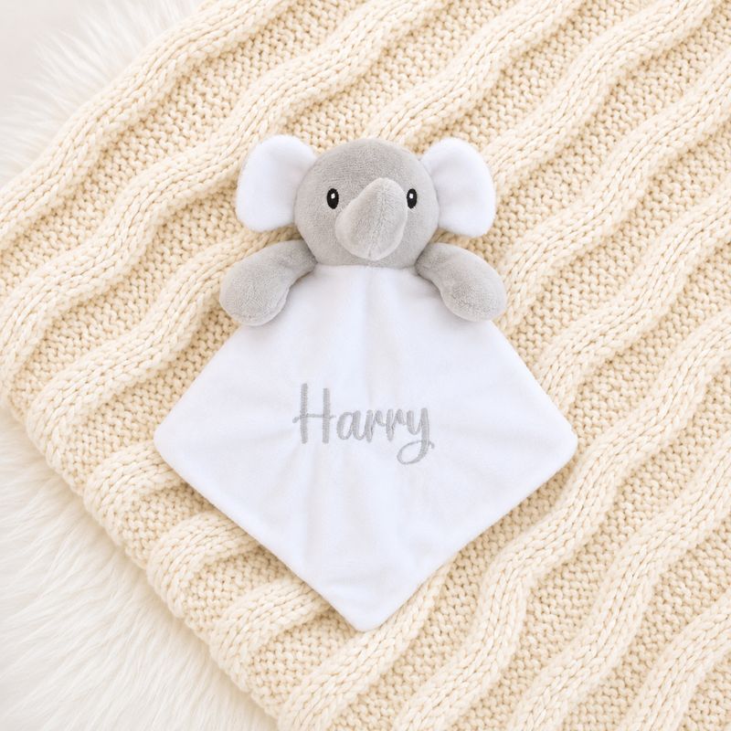 Elephant Comforter - White Embroidered