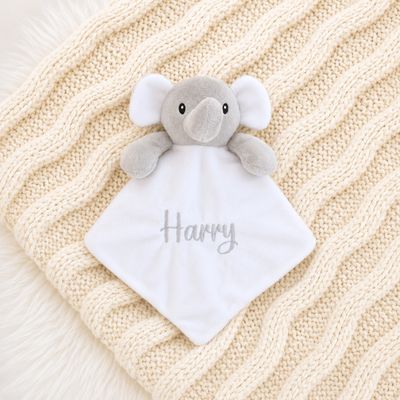 Elephant Comforter - White Embroidered Elephant Comforter - White Embroidered