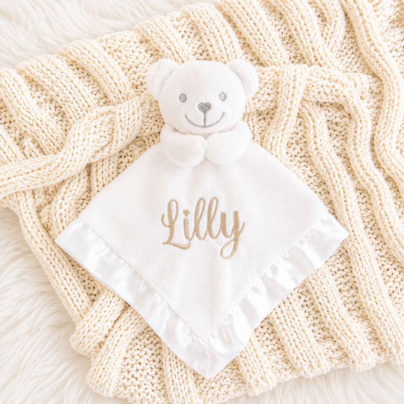 Teddy Comforter - White Embroidered