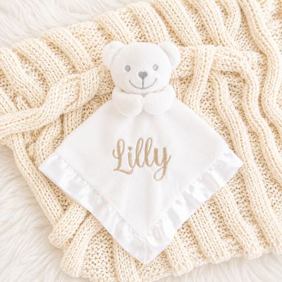 Teddy Comforter - White Embroidered Teddy Comforter - White Embroidered