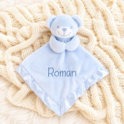 Teddy Comforter - Blue Embroidered Teddy Comforter - Blue Embroidered