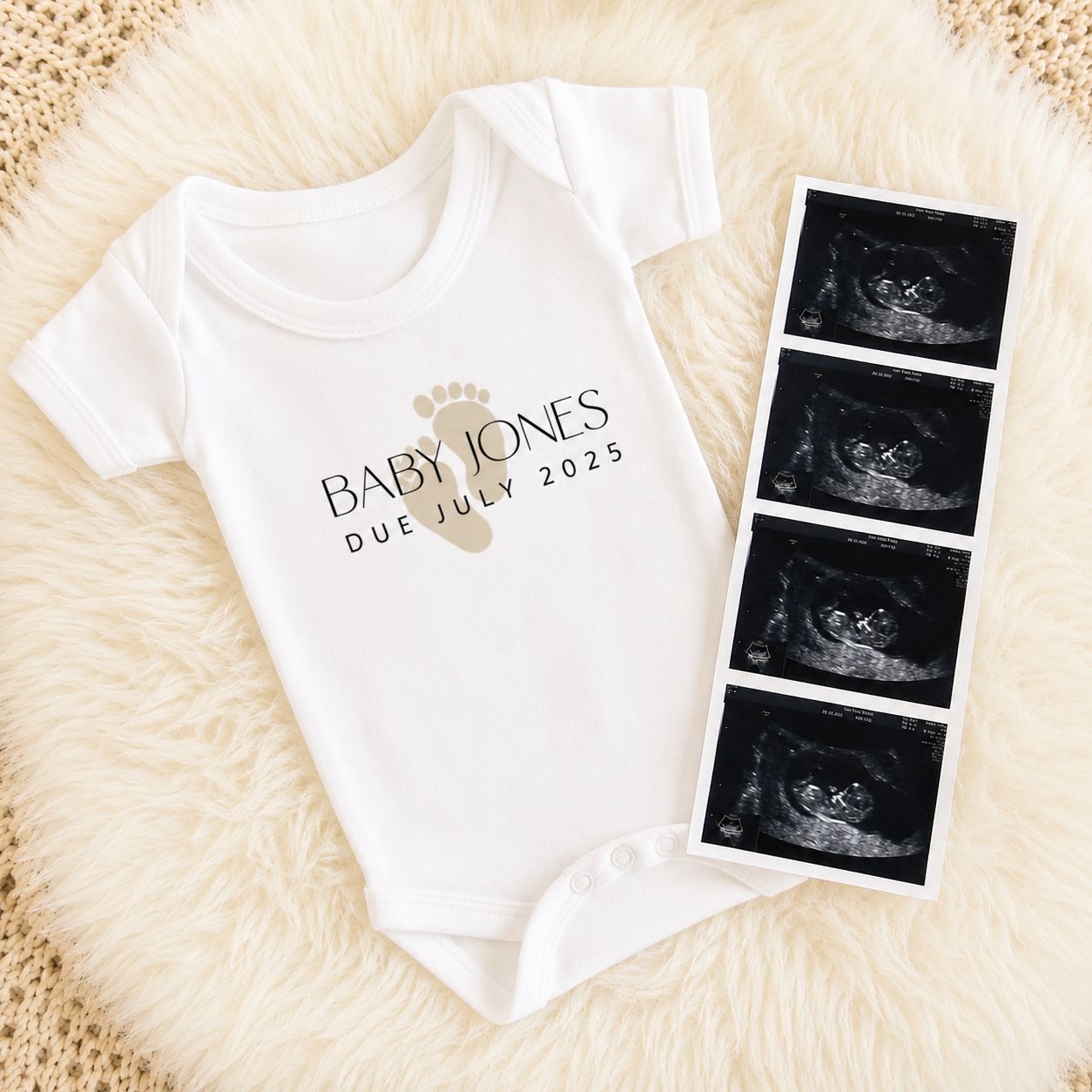 Announcement Vest - Beige Baby Feet Announcement Vest - Beige Baby Feet