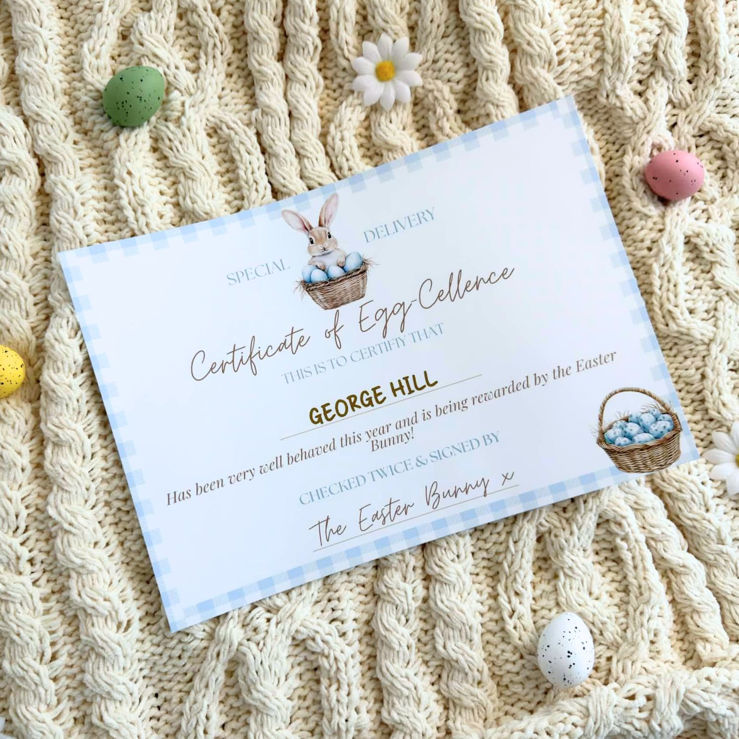 Easter Certificate - Blue