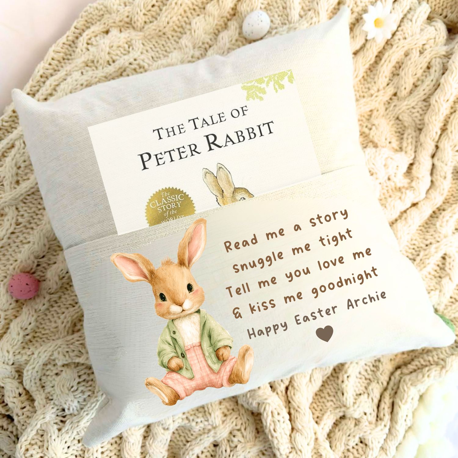 Easter Story book Pillow - Bunny Design