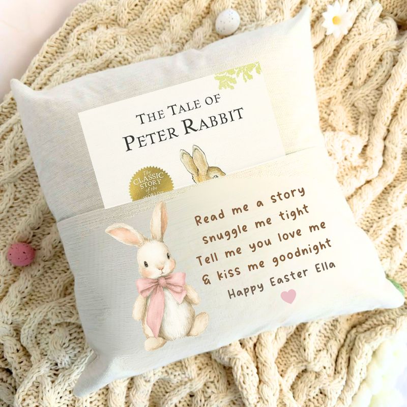 Easter Story book Pillow - Pink Bunny