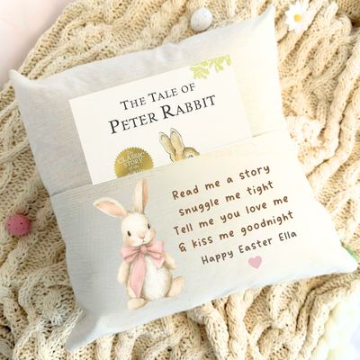 Easter Story book Pillow - Pink Bunny