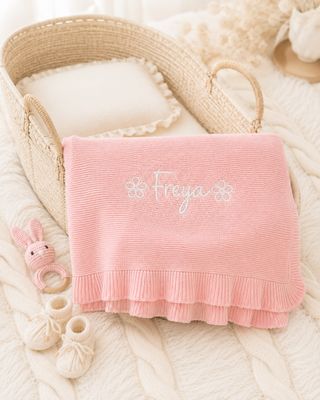 Personalised Flower Frilly Pink Blanket Personalised Flower Frilly Pink Blanket