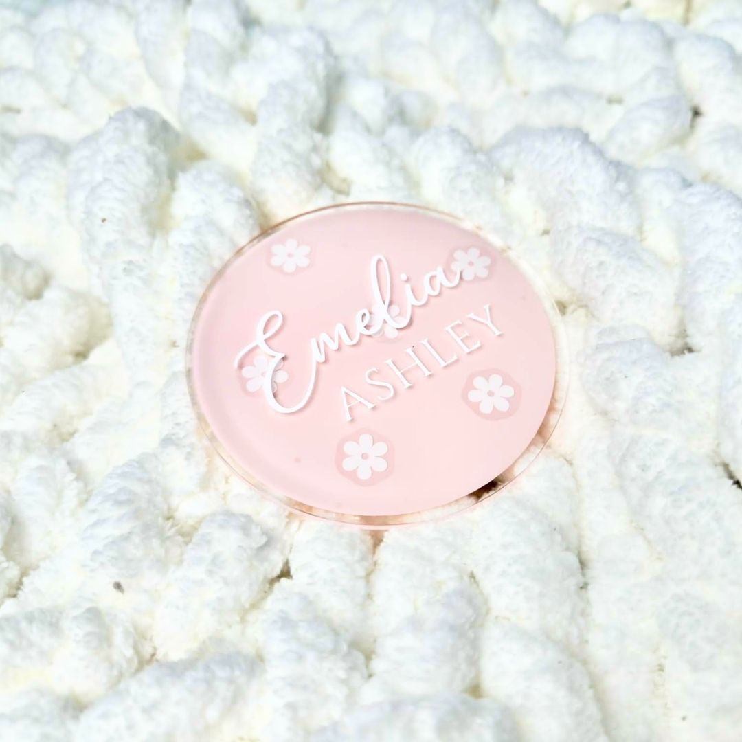 Pink Name Plaque- Floral Design