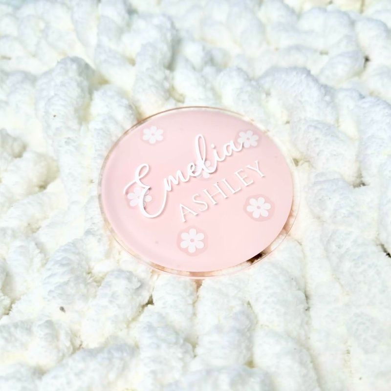 Pink Name Plaque- Floral Design