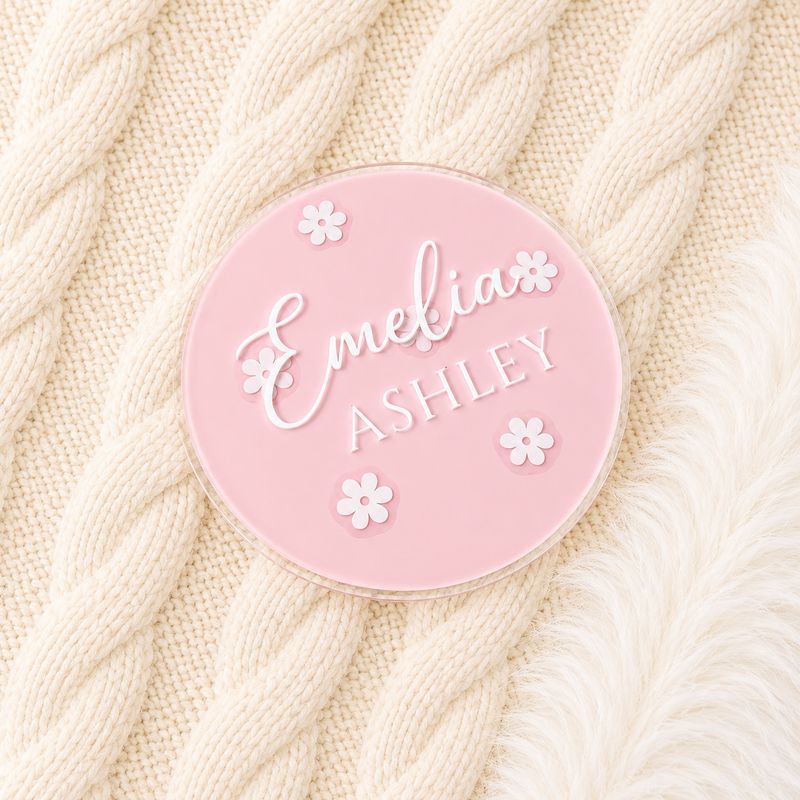 Pink Name Plaque- Floral Design