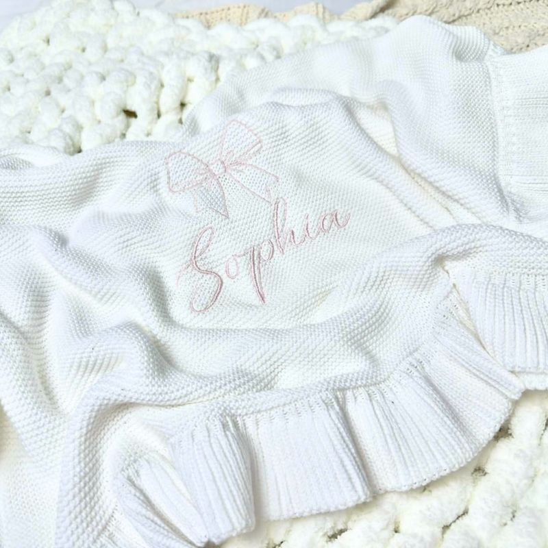 Personalised Frilly Knit Bow Blanket