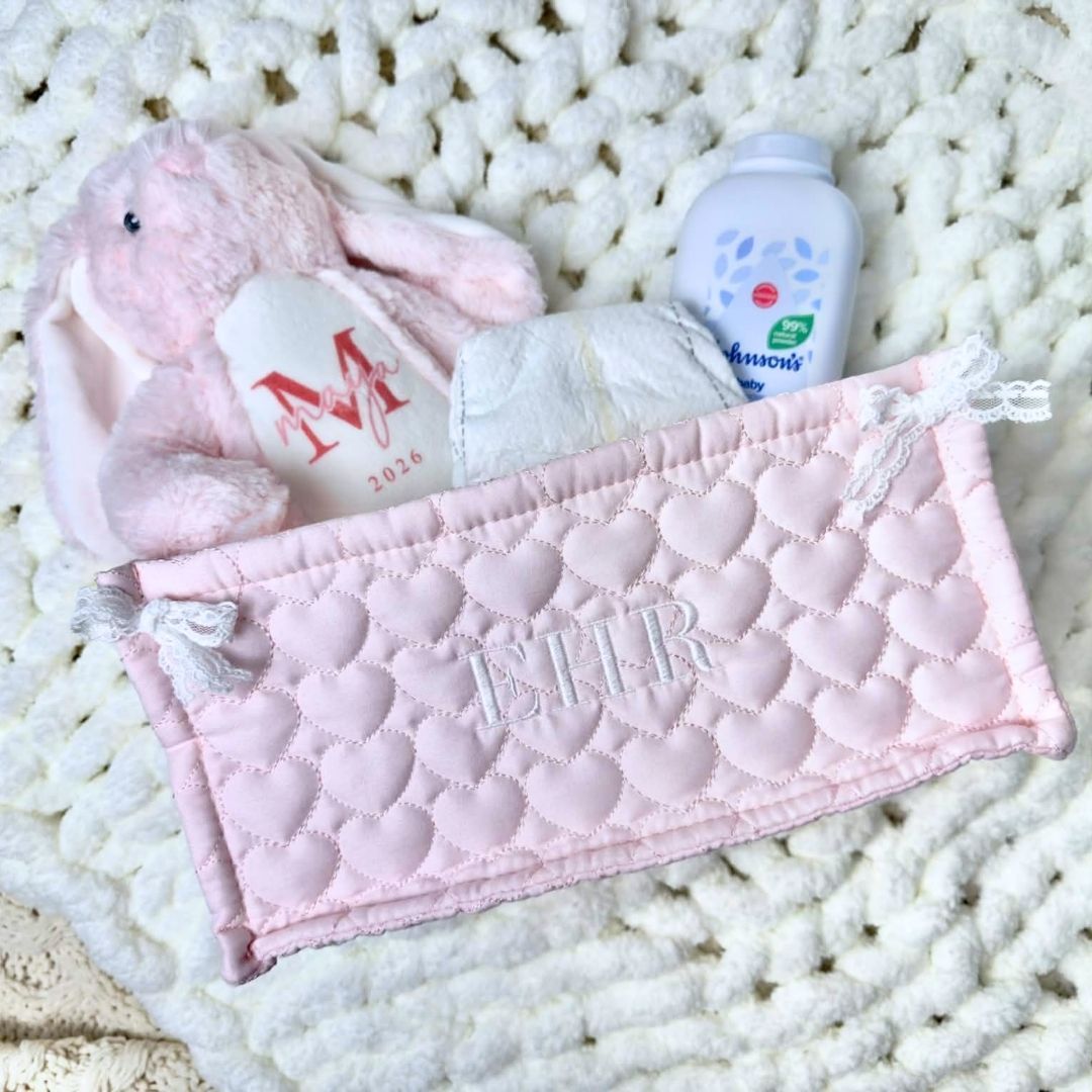 Personalised Pink Quilted Nappy Caddy